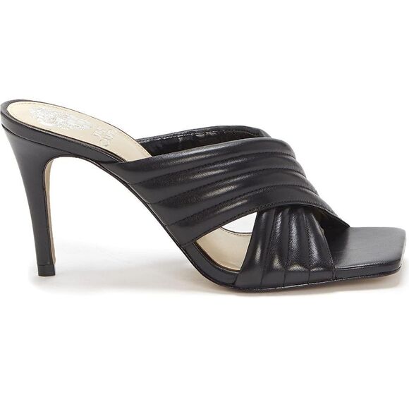 New Vince Camuto Shoes slip on black heeled slides Sarendie Sandal high heel 5.5 - Picture 1 of 7